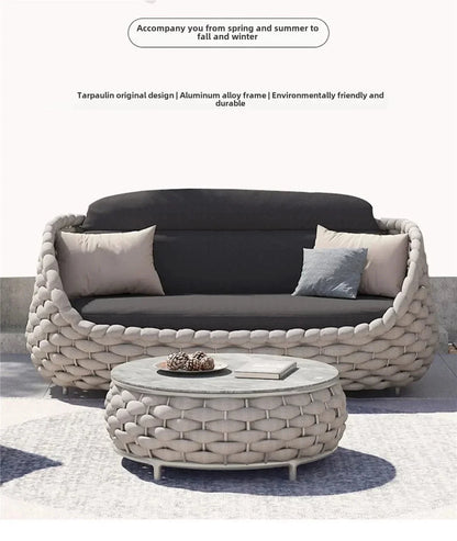 Outdoor Rattan Patio Furniture Set Cushioned Wicker Loveseat Garden Backyard Porch Sofa All Weather Durable Manwatstore