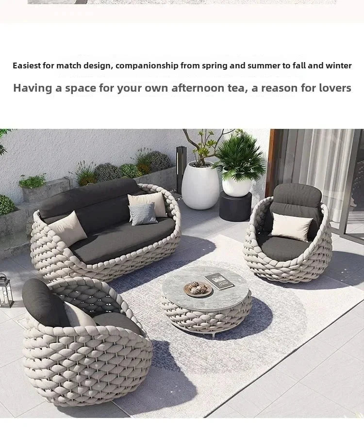 Outdoor Rattan Patio Furniture Set Cushioned Wicker Loveseat Garden Backyard Porch Sofa All Weather Durable Manwatstore