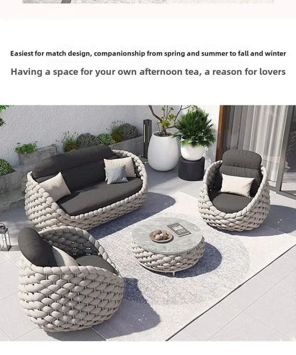 Outdoor Rattan Patio Furniture Set Cushioned Wicker Loveseat Garden Backyard Porch Sofa All Weather Durable Manwatstore