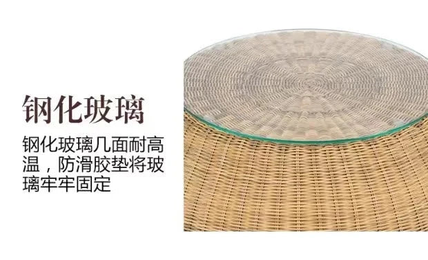 Outdoor sofa courtyard terrace rattan three-piece set coffee table circular garden leisure rattan furniture combination rattan Manwatstore