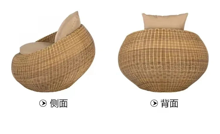 Outdoor sofa courtyard terrace rattan three-piece set coffee table circular garden leisure rattan furniture combination rattan Manwatstore