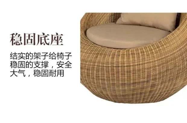 Outdoor sofa courtyard terrace rattan three-piece set coffee table circular garden leisure rattan furniture combination rattan Manwatstore