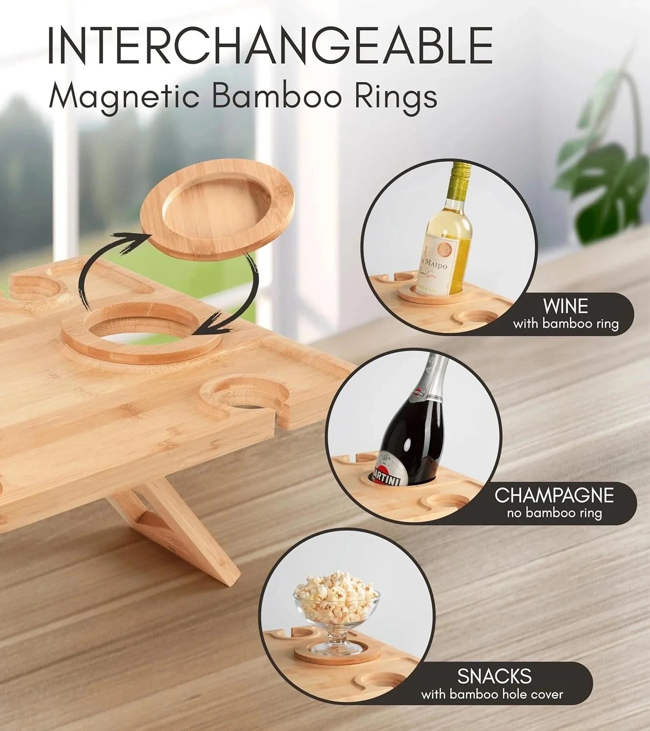 Outdoor Wine Picnic Table, Folding Wine Table, Charcuterie Board with Wine Glass Holder, Mini Table for Picnic, Picnic Date Esse Manwatstore