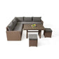 Patio Modern Wicker All Weather Aluminum Rattan Outdoor Corner L-Shaped Dining Garden Sofa Set Manwatstore
