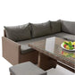 Patio Modern Wicker All Weather Aluminum Rattan Outdoor Corner L-Shaped Dining Garden Sofa Set Manwatstore