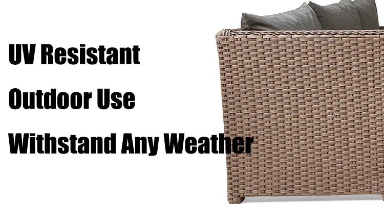 Patio Modern Wicker All Weather Aluminum Rattan Outdoor Corner L-Shaped Dining Garden Sofa Set Manwatstore