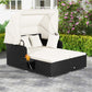 Patio Rattan Daybed With Retractable Canopy And Side Tables 0 Manwatstore