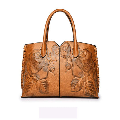 Peony Flower Handbag Fashion Embossed Ladies Handbag 0 Manwatstore