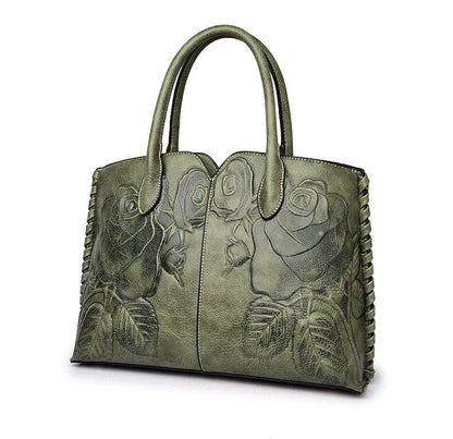 Peony Flower Handbag Fashion Embossed Ladies Handbag 0 Manwatstore