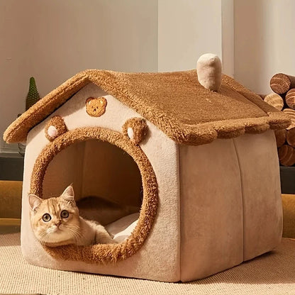 Pet Bed House For Cats, Removable Washable Cat House, Winter Warm Cat Bed Soft And Comfortable Puppy Cave Nest Christmas Gift Manwatstore