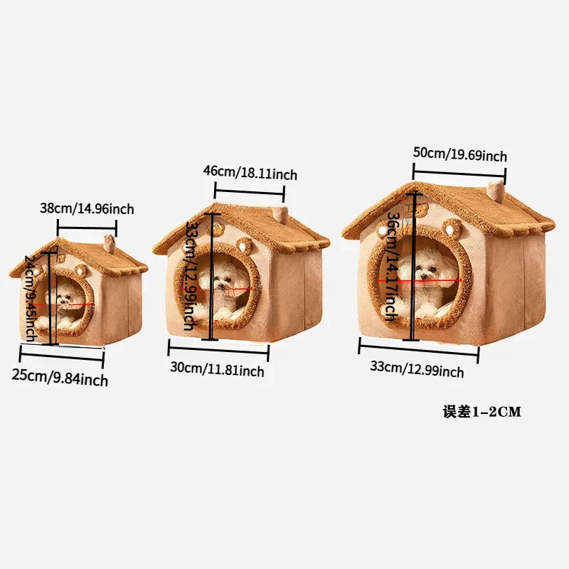 Pet Bed House For Cats, Removable Washable Cat House, Winter Warm Cat Bed Soft And Comfortable Puppy Cave Nest Christmas Gift Manwatstore