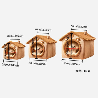 Pet Bed House For Cats, Removable Washable Cat House, Winter Warm Cat Bed Soft And Comfortable Puppy Cave Nest Christmas Gift Manwatstore