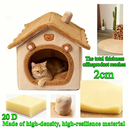 Pet Bed House For Cats, Removable Washable Cat House, Winter Warm Cat Bed Soft And Comfortable Puppy Cave Nest Christmas Gift Manwatstore