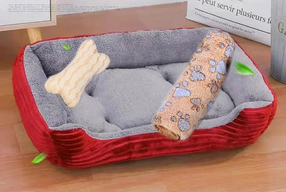 Pet Cat Dog Bed Cozy Square Plush Kennel Puppy Sofa Bed Cushion Pet Product Accessories For Small Medium Animal Doghouse Manwatstore