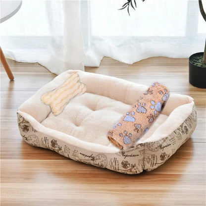 Pet Cat Dog Bed Cozy Square Plush Kennel Puppy Sofa Bed Cushion Pet Product Accessories For Small Medium Animal Doghouse Manwatstore