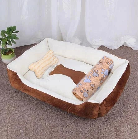 Pet Cat Dog Bed Cozy Square Plush Kennel Puppy Sofa Bed Cushion Pet Product Accessories For Small Medium Animal Doghouse Manwatstore
