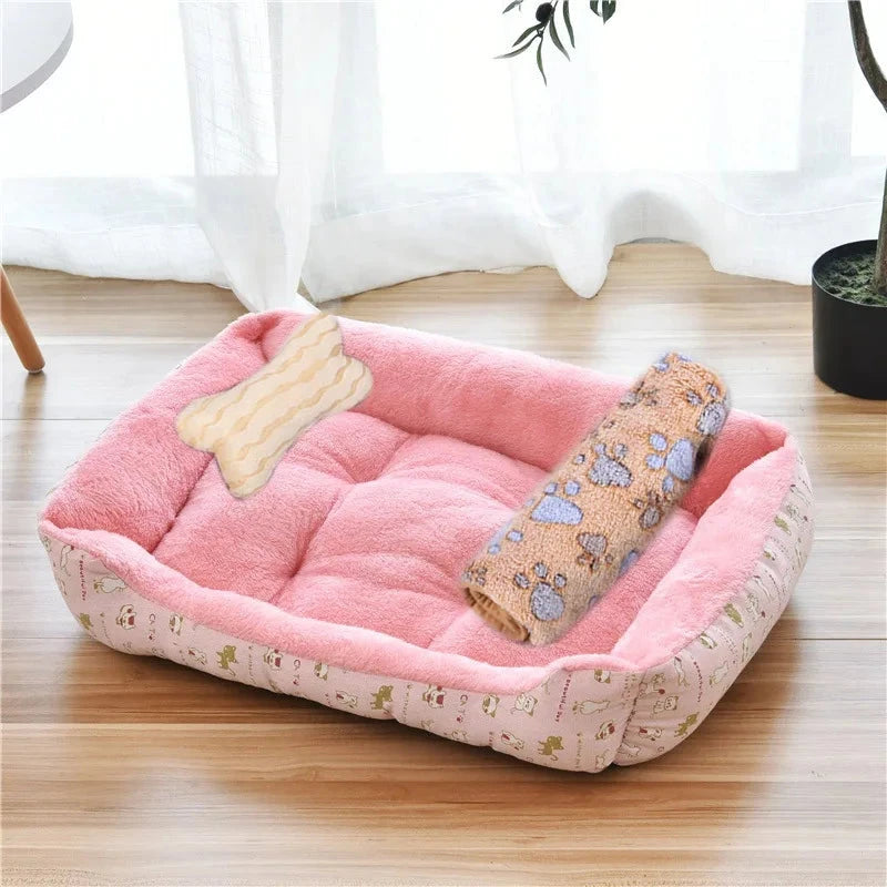 Pet Cat Dog Bed Cozy Square Plush Kennel Puppy Sofa Bed Cushion Pet Product Accessories For Small Medium Animal Doghouse Manwatstore