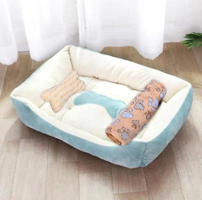 Pet Cat Dog Bed Cozy Square Plush Kennel Puppy Sofa Bed Cushion Pet Product Accessories For Small Medium Animal Doghouse Manwatstore