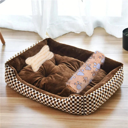 Pet Cat Dog Bed Cozy Square Plush Kennel Puppy Sofa Bed Cushion Pet Product Accessories For Small Medium Animal Doghouse Manwatstore