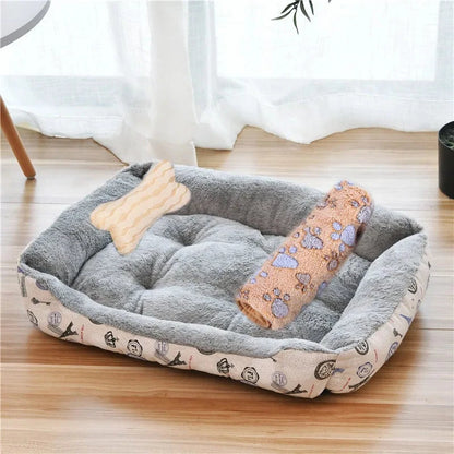 Pet Cat Dog Bed Cozy Square Plush Kennel Puppy Sofa Bed Cushion Pet Product Accessories For Small Medium Animal Doghouse Manwatstore