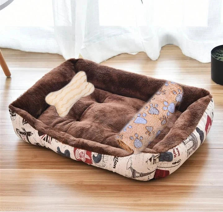 Pet Cat Dog Bed Cozy Square Plush Kennel Puppy Sofa Bed Cushion Pet Product Accessories For Small Medium Animal Doghouse Manwatstore