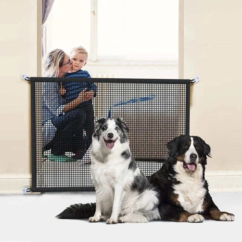 Pet Dog Barrier Fences With 4Pcs Hook Pet Isolated Network Stairs Gate New Folding Breathable Mesh Playpen For Dog Safety Fence Manwatstore
