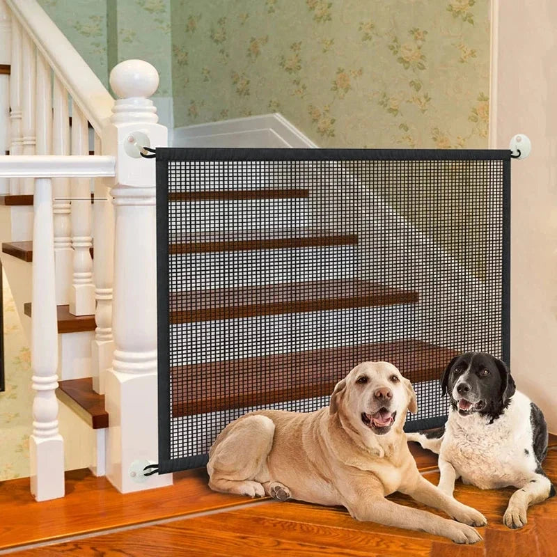 Pet Dog Barrier Fences With 4Pcs Hook Pet Isolated Network Stairs Gate New Folding Breathable Mesh Playpen For Dog Safety Fence Manwatstore