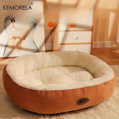 Plush Oval Pet Bed for Dogs and Cats, Thickened achine Washable All-Season Dog Cat Cushion for Small Medium Large Breeds Manwatstore