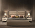 Pola Italian Upholstered Bed in Luxurious Beige Finish with Brown Marble Accents, Plush Upholstery, and Elegant Bronze Feet Beds & Bed Frames Manwatstore