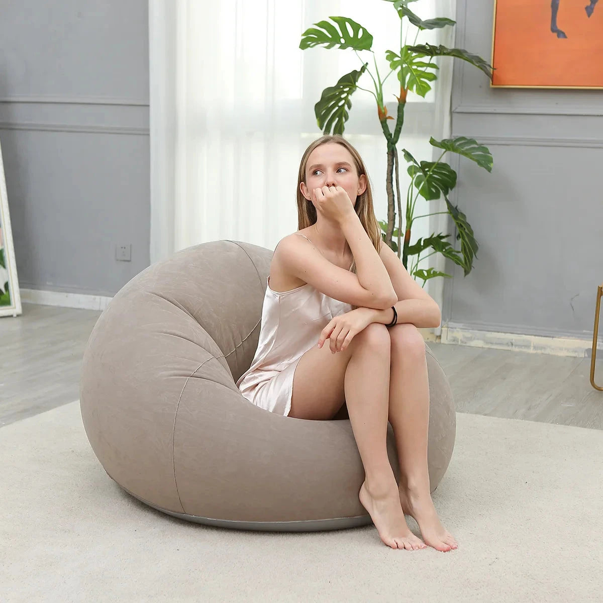 Popular Inflatable Lazy Sofa Spherical Inflatable Sofa Pvc Flocking Football Sofa Bean Bag Inflatable Sofa Blow Up Bed Manwatstore