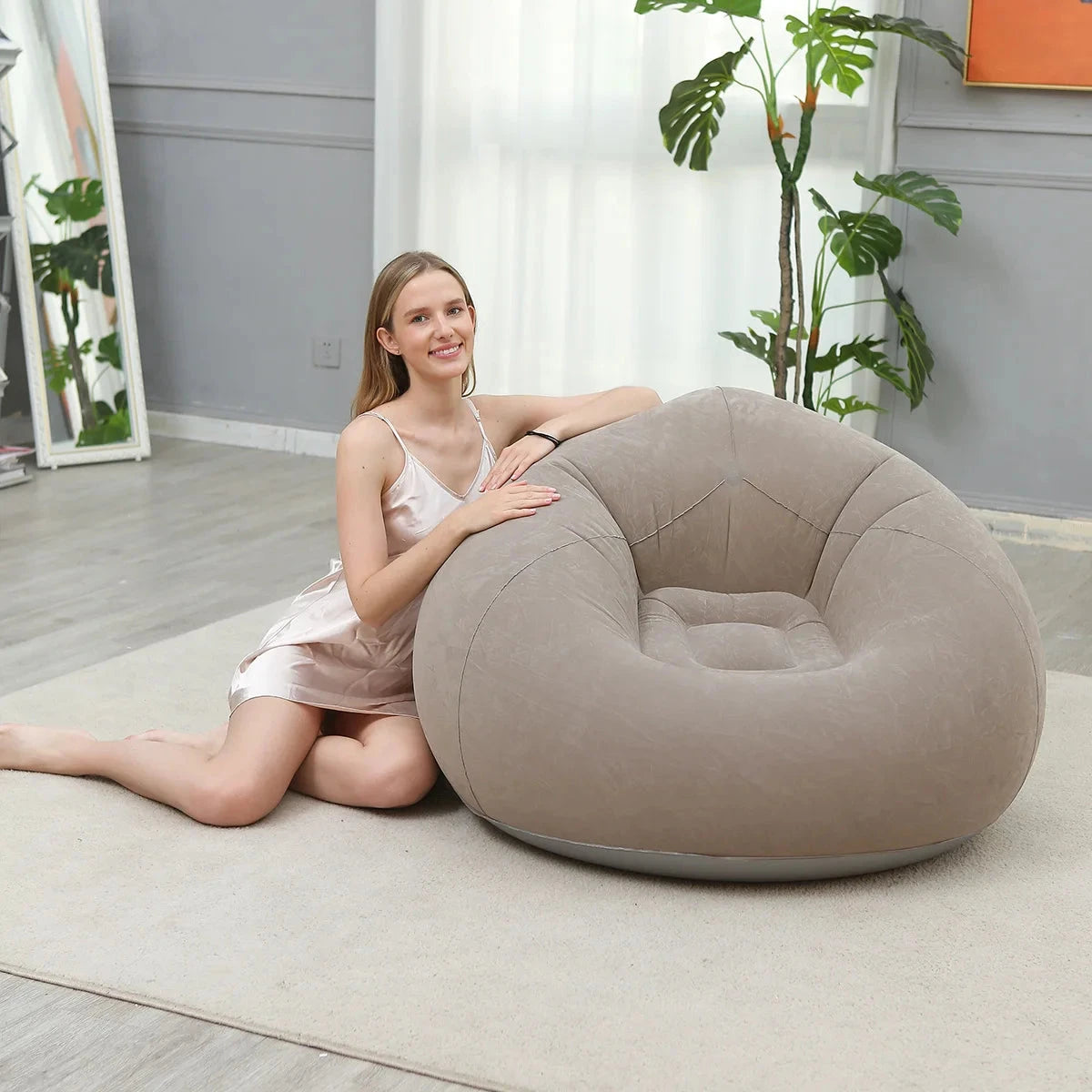Popular Inflatable Lazy Sofa Spherical Inflatable Sofa Pvc Flocking Football Sofa Bean Bag Inflatable Sofa Blow Up Bed Manwatstore