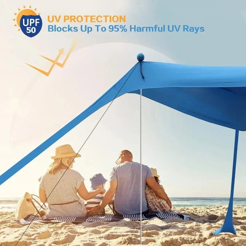 Portable Canopy Beach Tent Pop-up Sunshade UV Resistant Camping Bed Tent Windproof and Sunscreen Sun Shelter Canopy Garden House Manwatstore