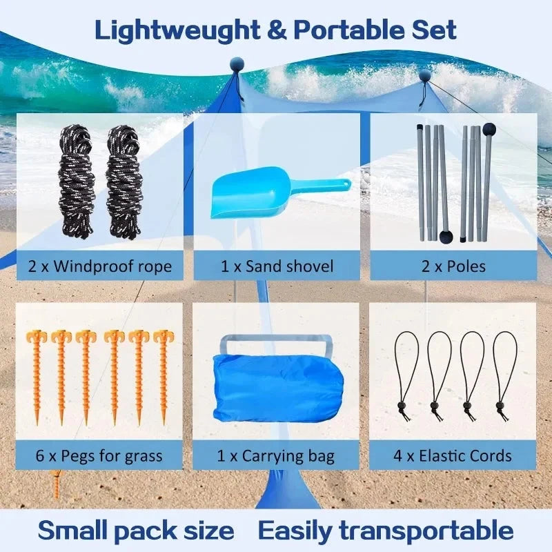 Portable Canopy Beach Tent Pop-up Sunshade UV Resistant Camping Bed Tent Windproof and Sunscreen Sun Shelter Canopy Garden House Manwatstore