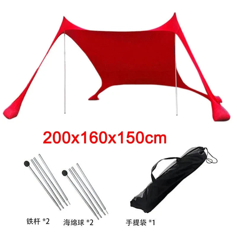 Portable Canopy Beach Tent Pop-up Sunshade UV Resistant Camping Bed Tent Windproof and Sunscreen Sun Shelter Canopy Garden House Manwatstore