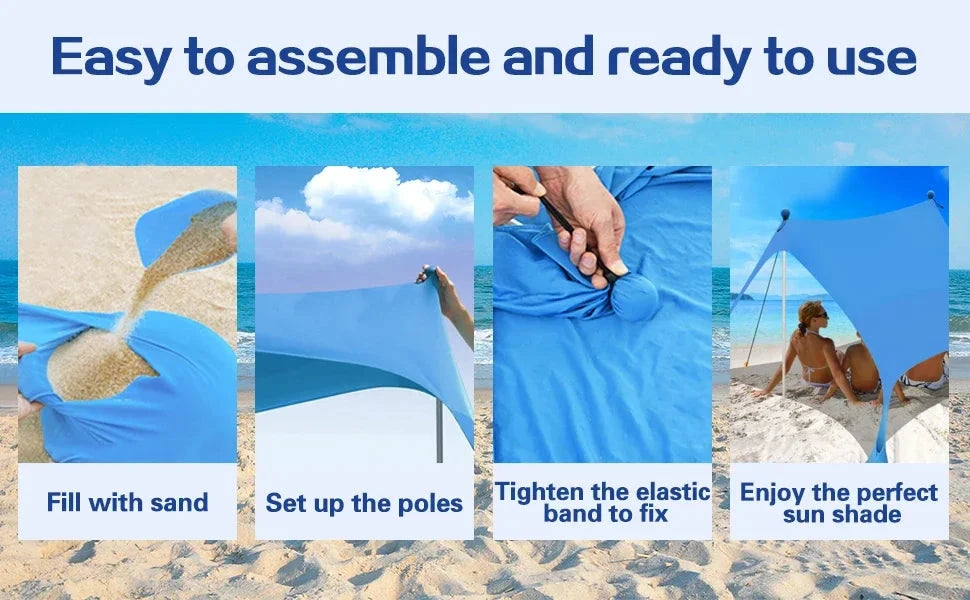 Portable Canopy Beach Tent Pop-up Sunshade UV Resistant Camping Bed Tent Windproof and Sunscreen Sun Shelter Canopy Garden House Manwatstore