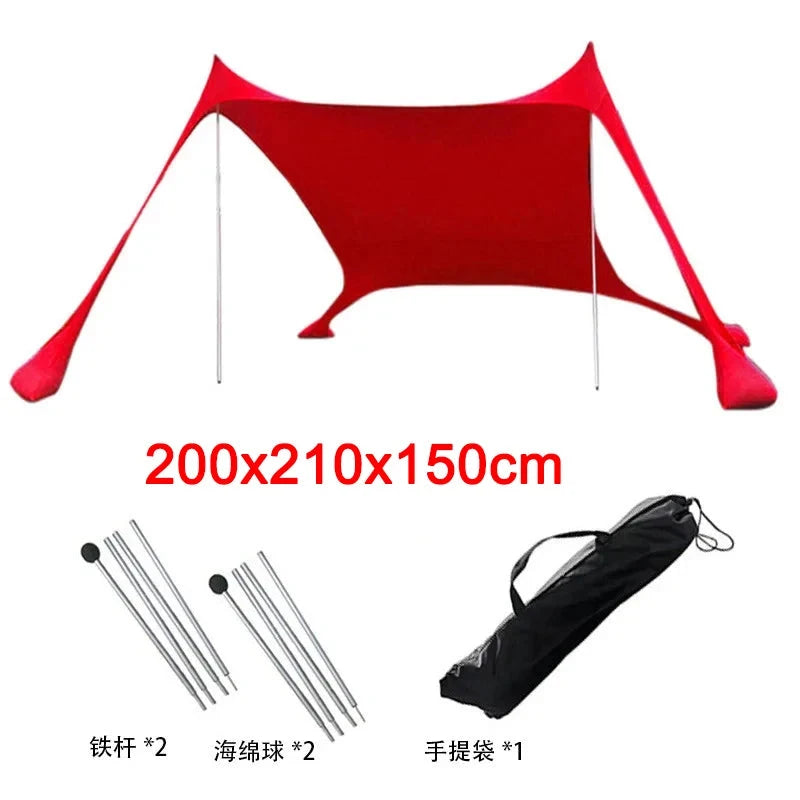 Portable Canopy Beach Tent Pop-up Sunshade UV Resistant Camping Bed Tent Windproof and Sunscreen Sun Shelter Canopy Garden House Manwatstore