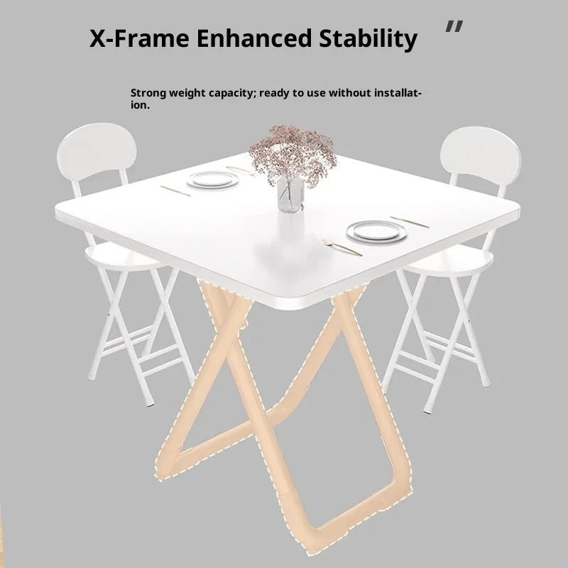 Portable Folding Round Dining Table Space Saving Kitchen Table Small Apartment Balcony Outdoor Lightweight Easy Storage Wood Manwatstore
