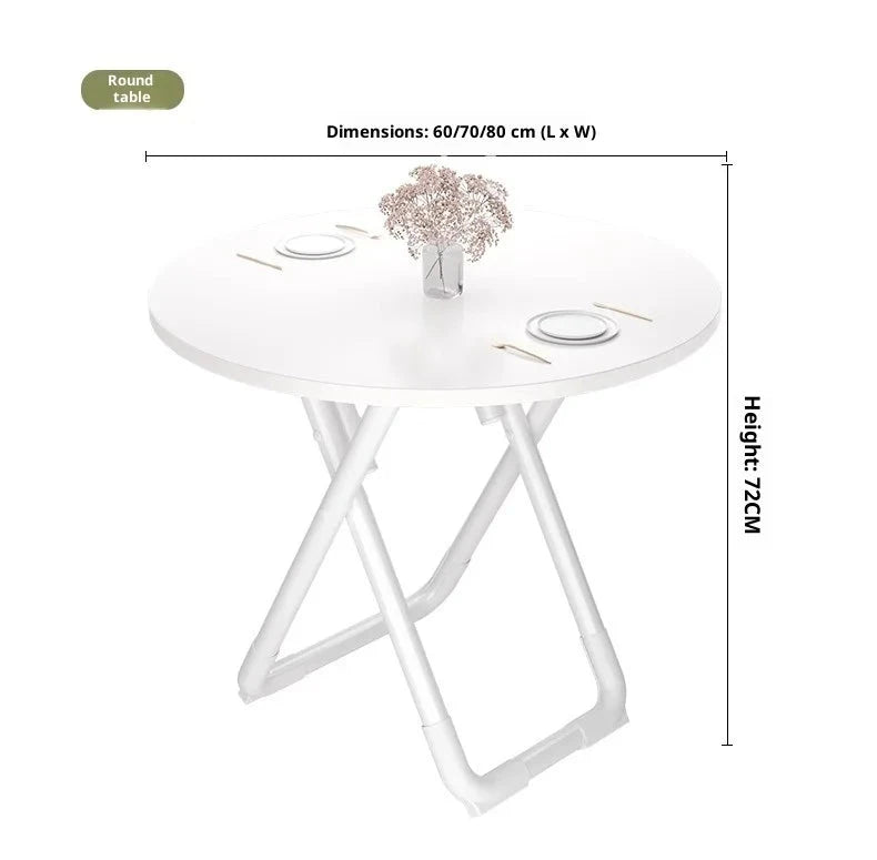 Portable Folding Round Dining Table Space Saving Kitchen Table Small Apartment Balcony Outdoor Lightweight Easy Storage Wood Manwatstore