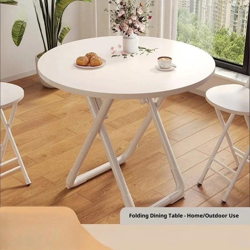 Portable Folding Round Dining Table Space Saving Kitchen Table Small Apartment Balcony Outdoor Lightweight Easy Storage Wood Manwatstore