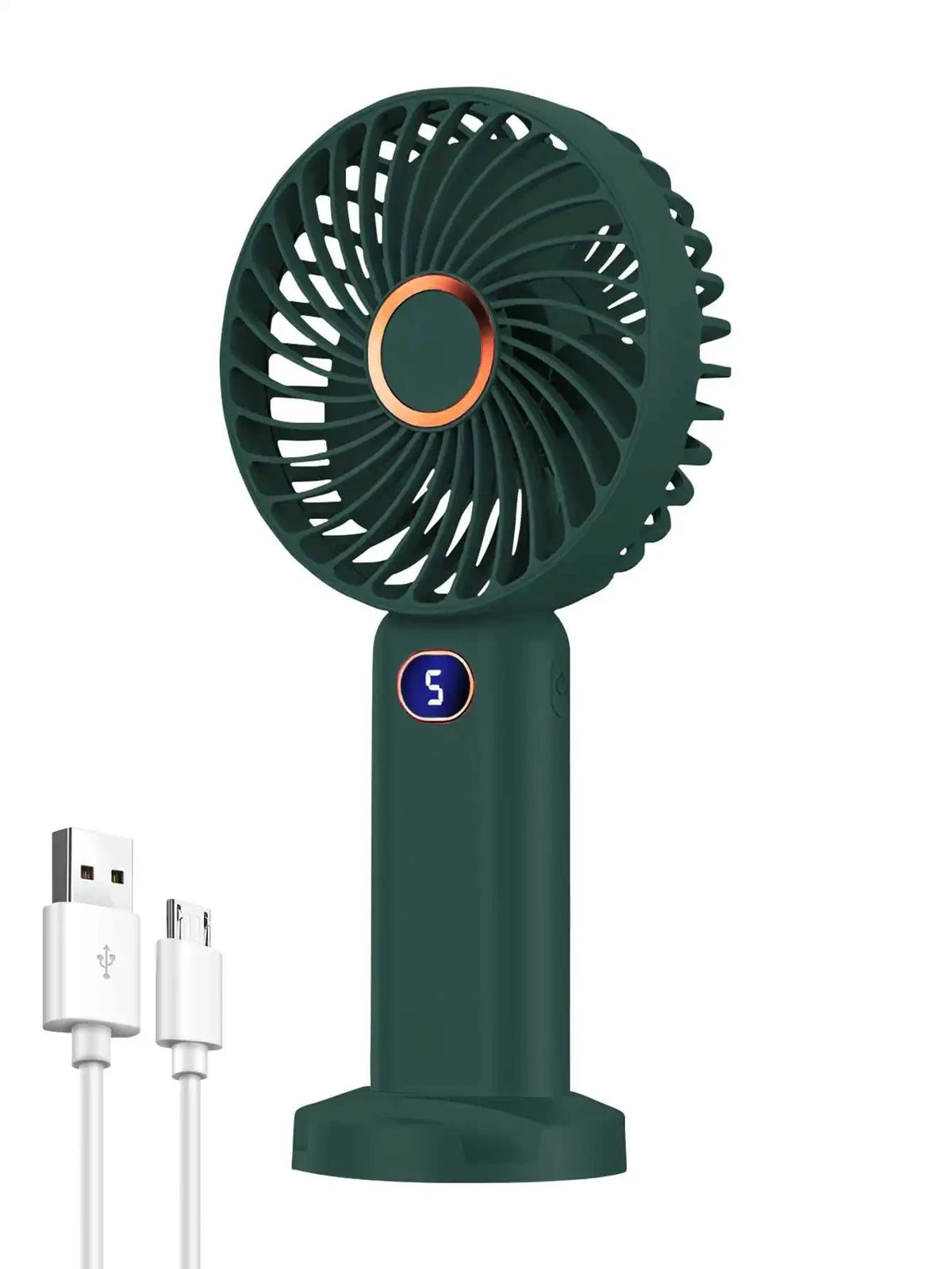 Portable Handheld Fan USB Rechargeable Mini Fan Digital Display 5-Speed Adjustment Suitable For Travel Outdoor Office Home Manwatstore