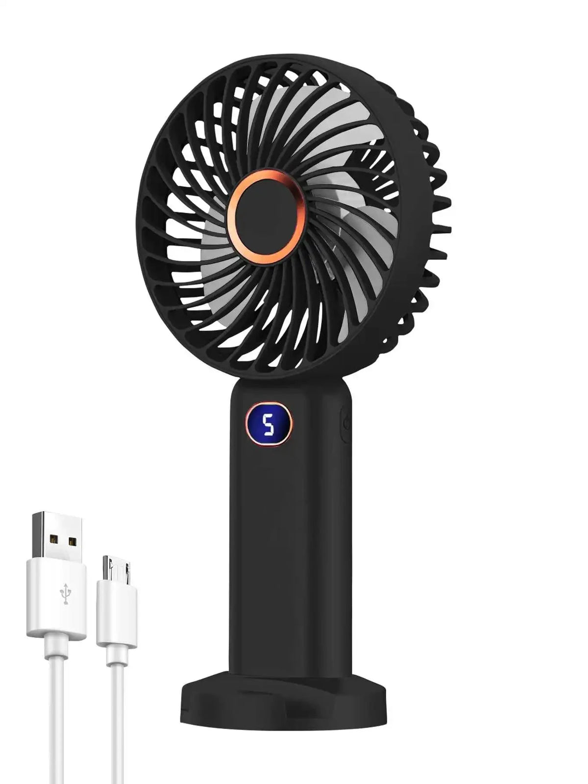 Portable Handheld Fan USB Rechargeable Mini Fan Digital Display 5-Speed Adjustment Suitable For Travel Outdoor Office Home Manwatstore