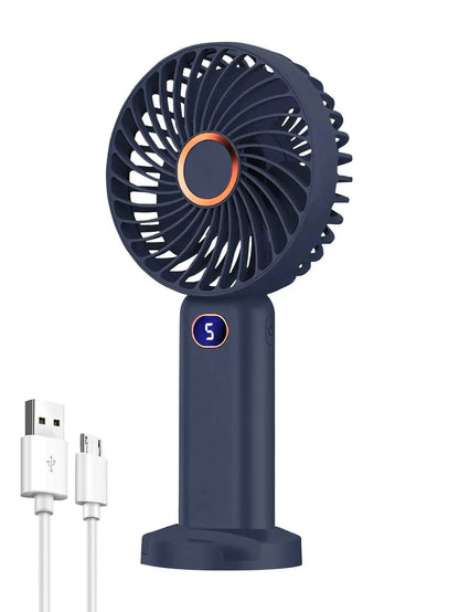 Portable Handheld Fan USB Rechargeable Mini Fan Digital Display 5-Speed Adjustment Suitable For Travel Outdoor Office Home Manwatstore