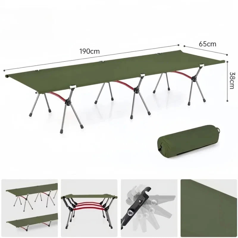 Portable Outdoor Camping Bed Ultra light Aluminum Alloy Easy-to-Assemble Folding Bed For Adults & Kids Children Manwatstore