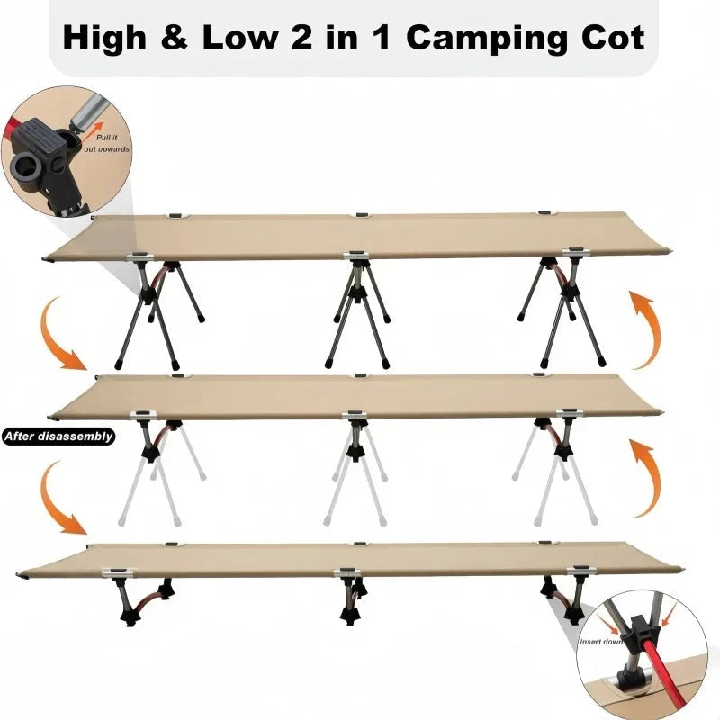 Portable Outdoor Camping Bed Ultra light Aluminum Alloy Easy-to-Assemble Folding Bed For Adults & Kids Children Manwatstore