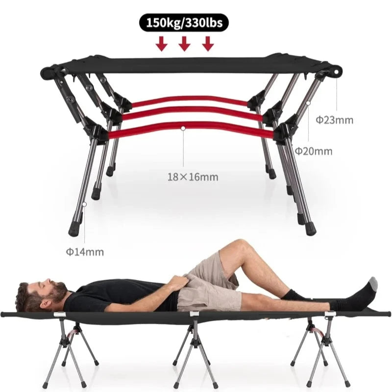 Portable Outdoor Camping Bed Ultra light Aluminum Alloy Easy-to-Assemble Folding Bed For Adults & Kids Children Manwatstore