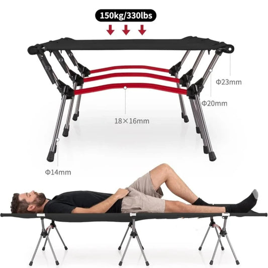 Portable Outdoor Camping Bed Ultra light Aluminum Alloy Easy-to-Assemble Folding Bed For Adults & Kids Children Manwatstore