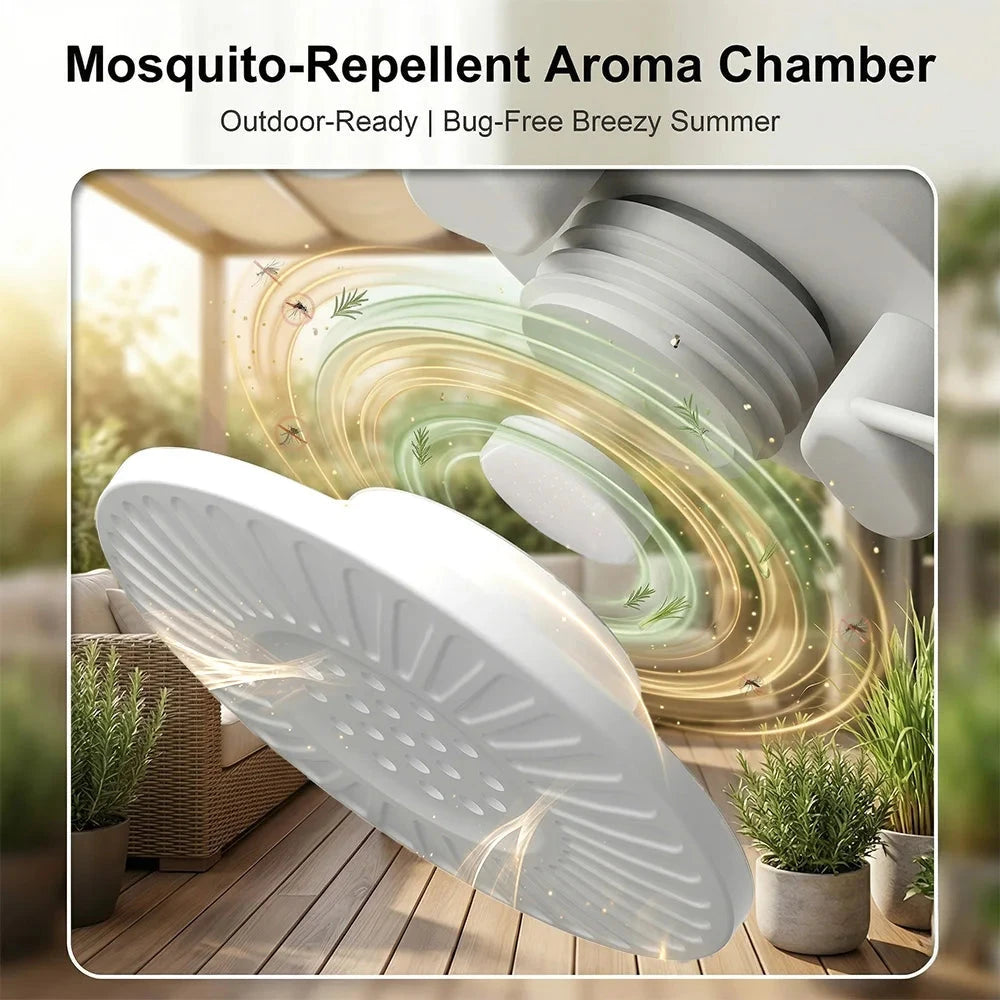 Portable Rechargeable Hanging Fan with LED Light Remote Control Manwatstore