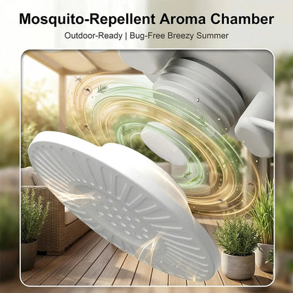 Portable Rechargeable Hanging Fan with LED Light Remote Control Manwatstore