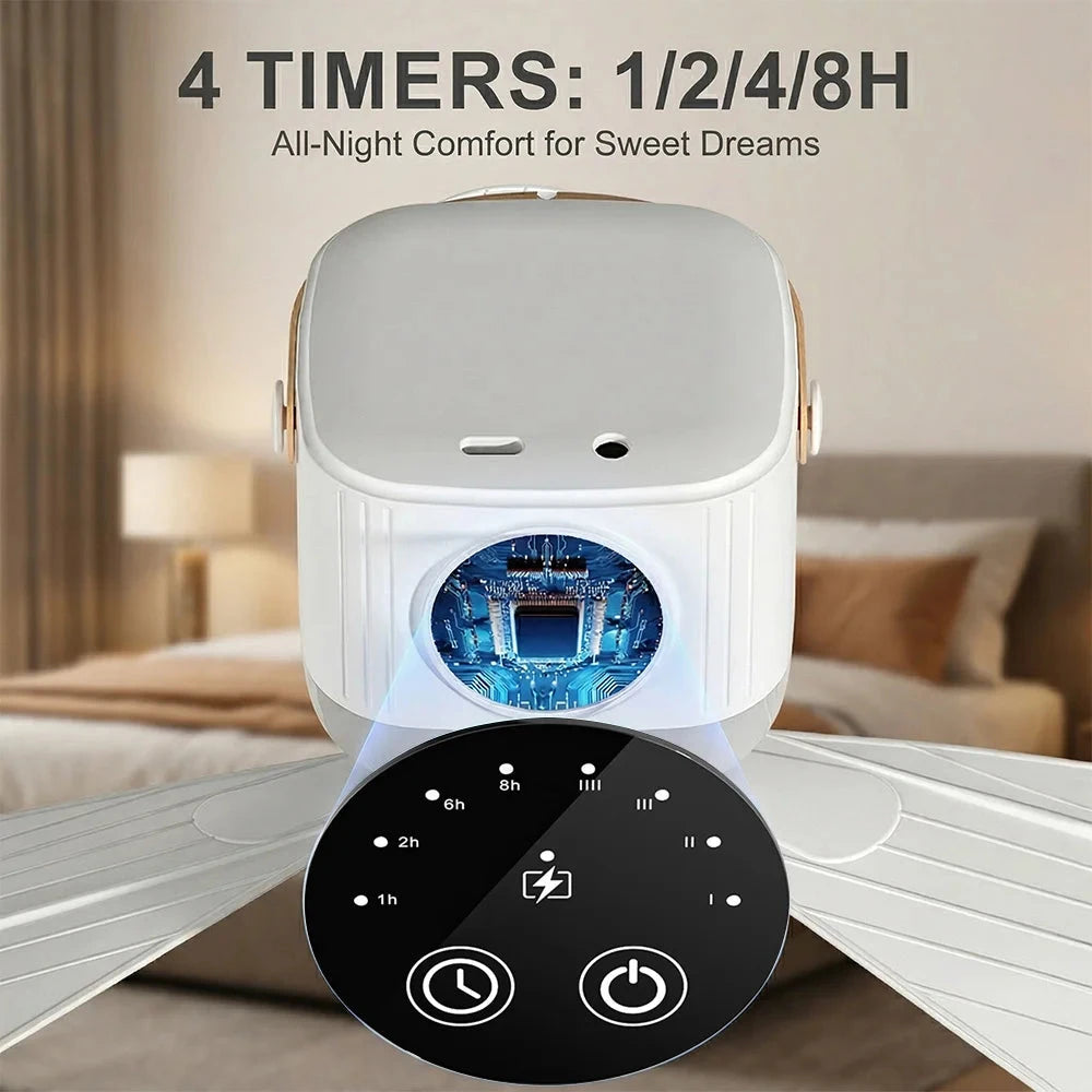 Portable Rechargeable Hanging Fan with LED Light Remote Control Manwatstore