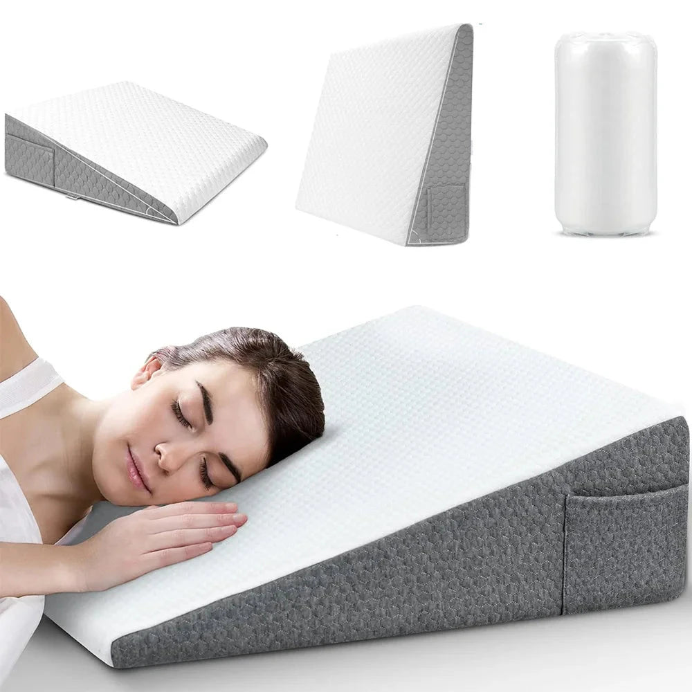 Premium Memory Foam Bed Wedge Pillow – For Sleeping, Snoring Relief &amp; Leg Elevation Memory Foam Medicted Pillows Manwatstore